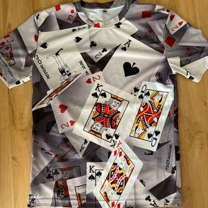 Mens Small Cotton - All over print Playing Cards Shirt